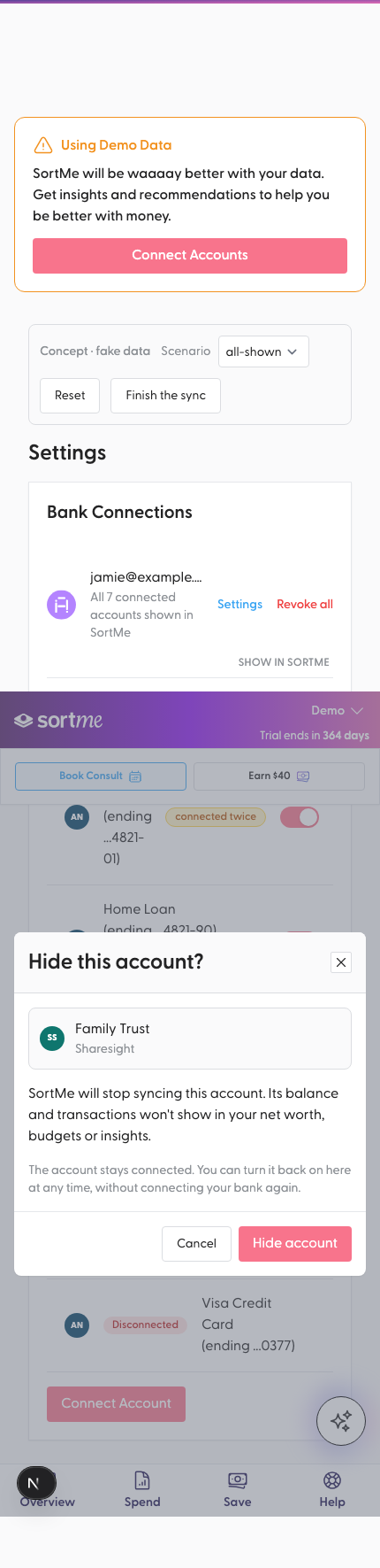 Turn off Family Trust (mobile)