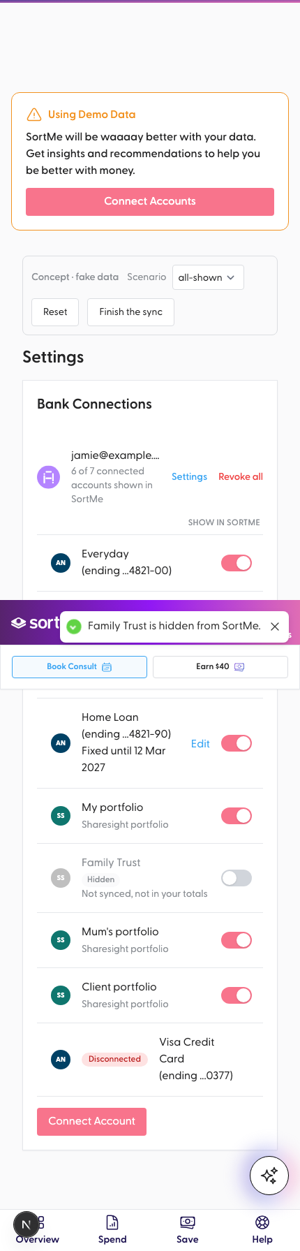 Confirm and see it marked as hidden (mobile)