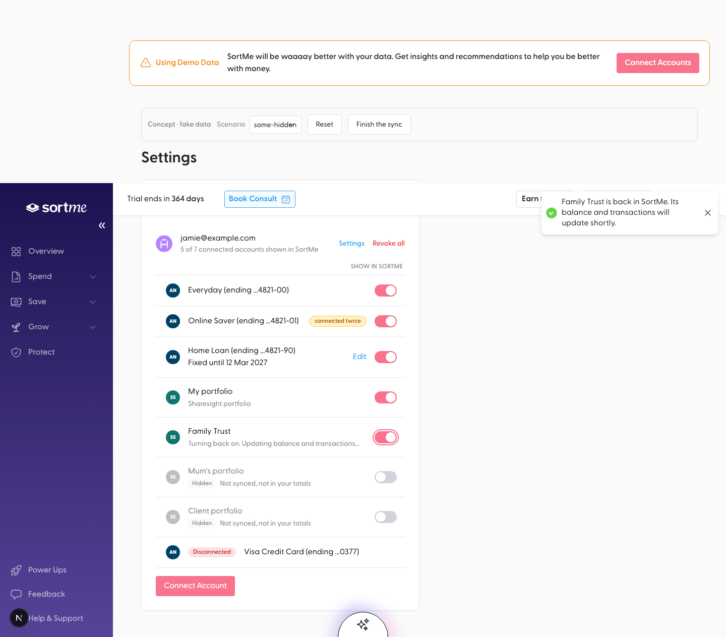 Turn Family Trust back on (desktop)