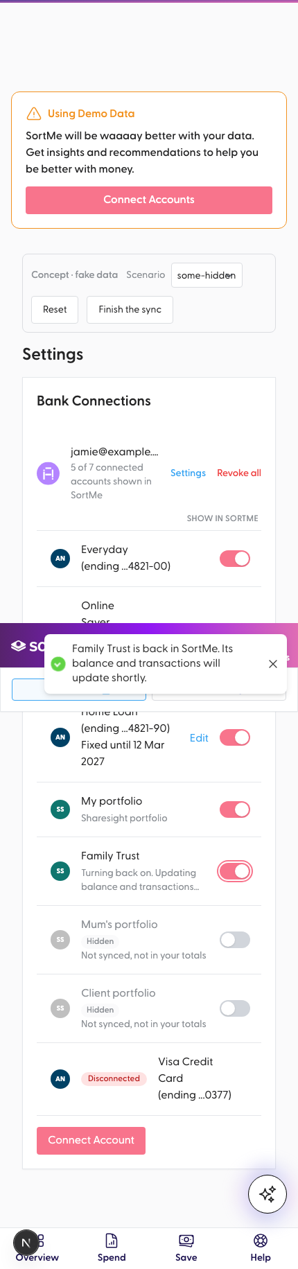 Turn Family Trust back on (mobile)