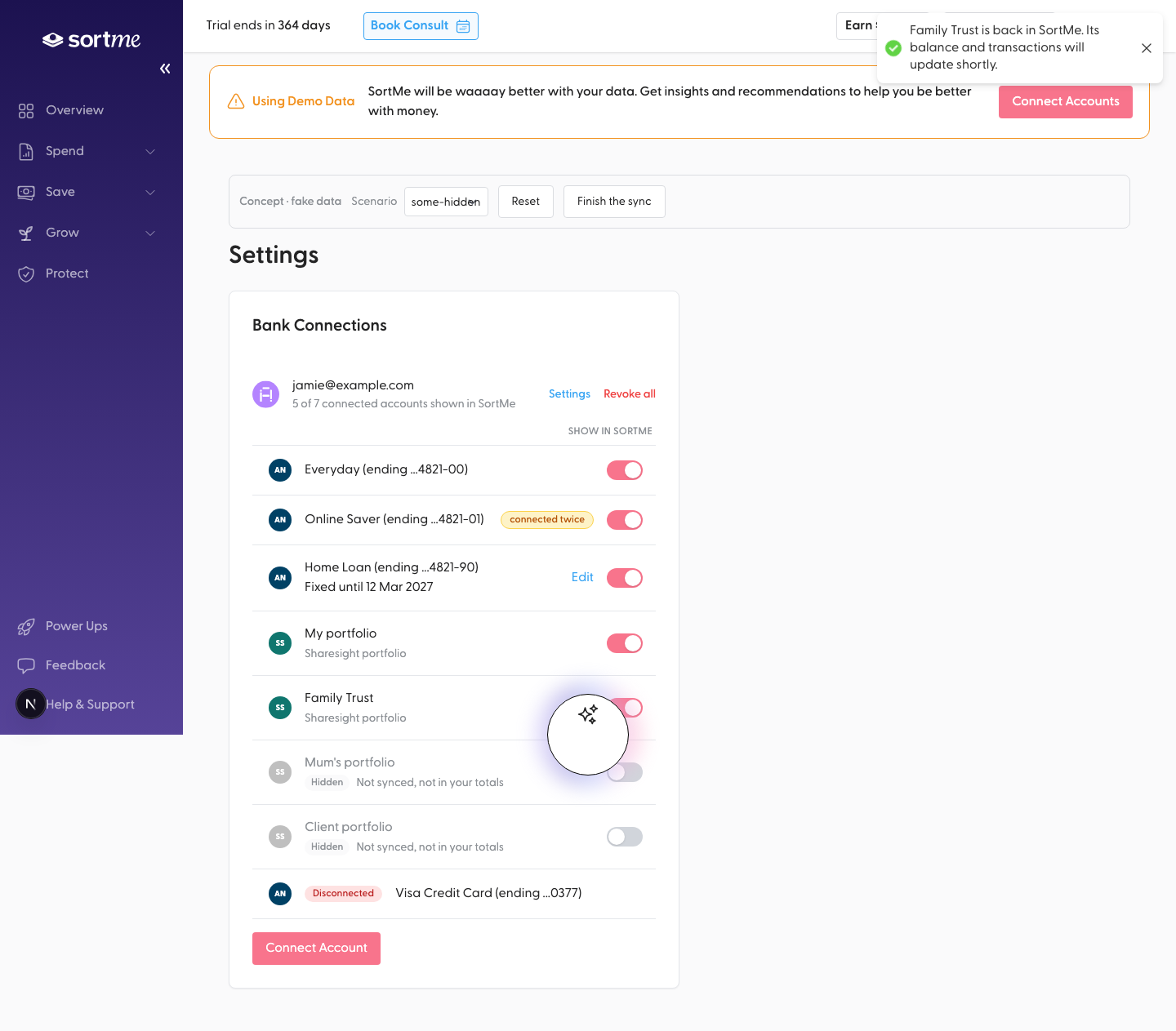 The sync finishes (desktop)